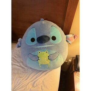 Stitch Squishmallow Disney Jumbo Holding Frog 20" Plush Toy